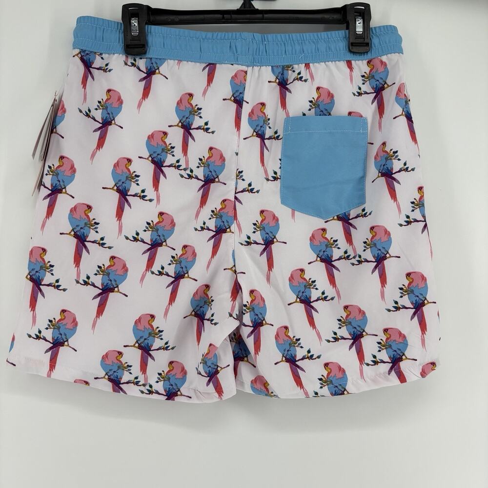NEW Public Record Mens Drawstring Swim Shorts Large Parakeet Bird Print - Picture 5 of 9